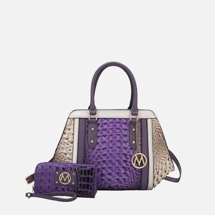 Croco Navy MKF Collection By Mia K Daisy Shoulder Bag And Set