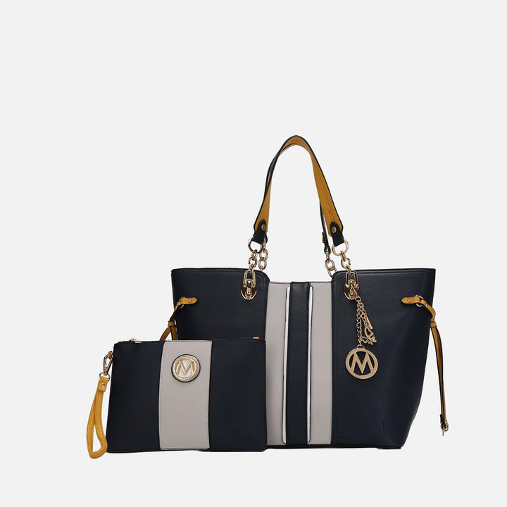 Denim Blue MKF Collection By Mia K Holland Tote And Wristlet Pouch Set