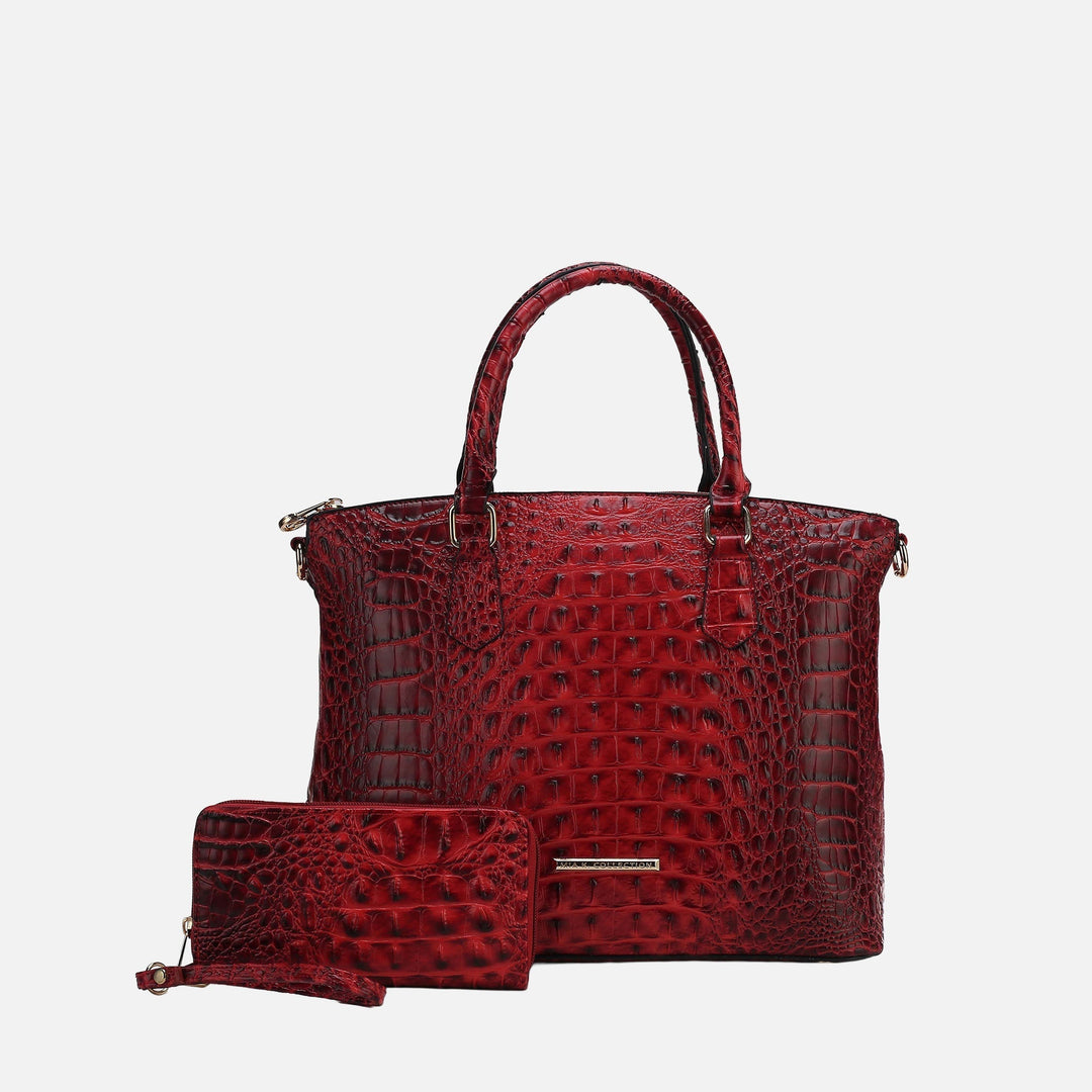 MKF Collection By Mia K Liora Croc Embossed Tote Bag And Set
