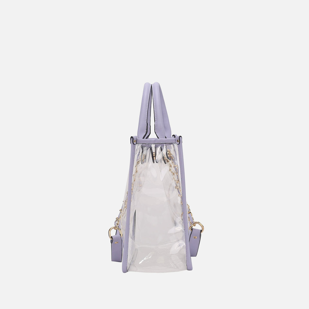 Lilac MKF Collection By Mia K Diva Pvc Tote Bag With Tweed Bucket Bag