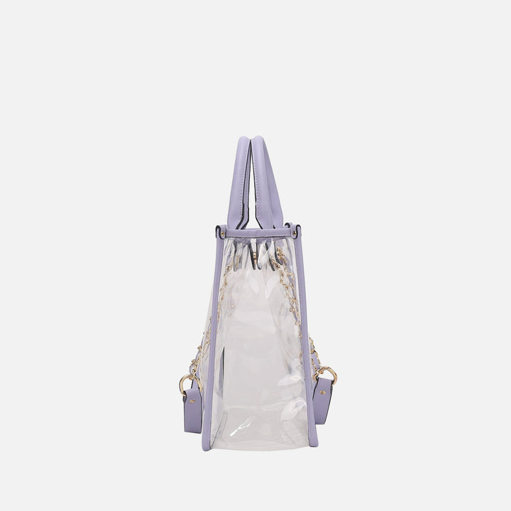 Lilac MKF Collection By Mia K Diva Pvc Tote Bag With Tweed Bucket Bag