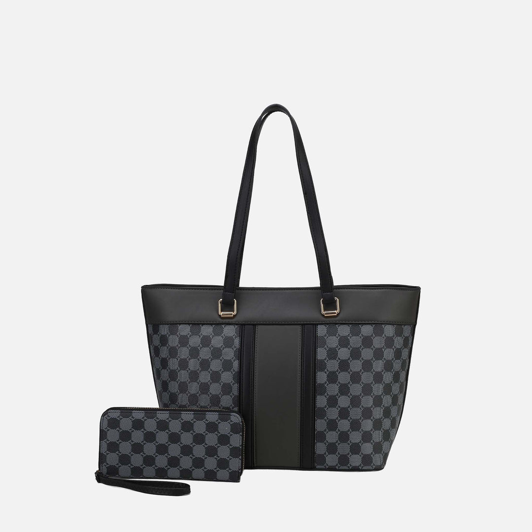 Coffee MKF Collection By Mia K Fabiola Tote Bag With Wallet Set
