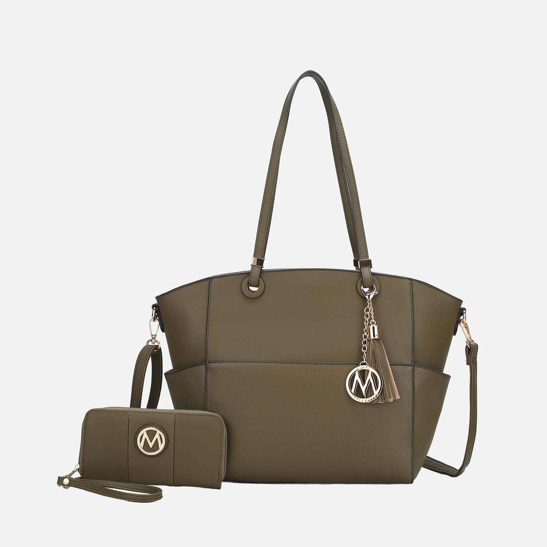 Black MKF Collection By Mia K Prisha Tote Bag And Wallet Set