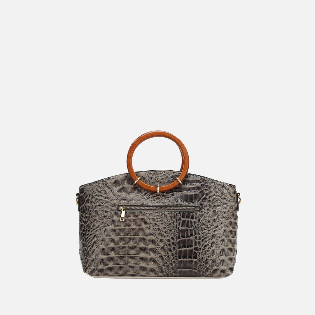 Croco Charcoal MKF Collection By Mia K Phoebe Tote Bag And Wallet Set