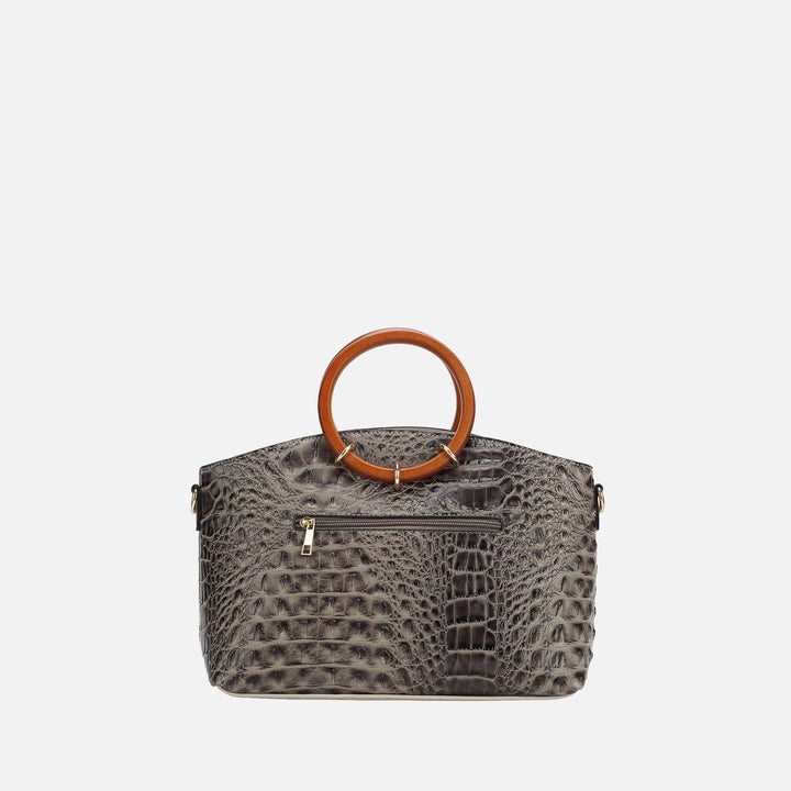 Croco Charcoal MKF Collection By Mia K Phoebe Tote Bag And Wallet Set
