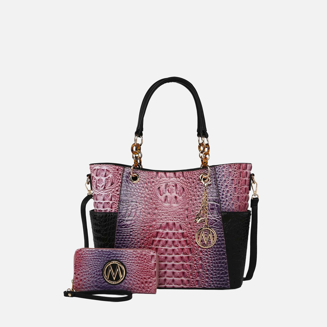 MKF Collection By Mia K Bonita Croc Embossed Tote Bag And Set