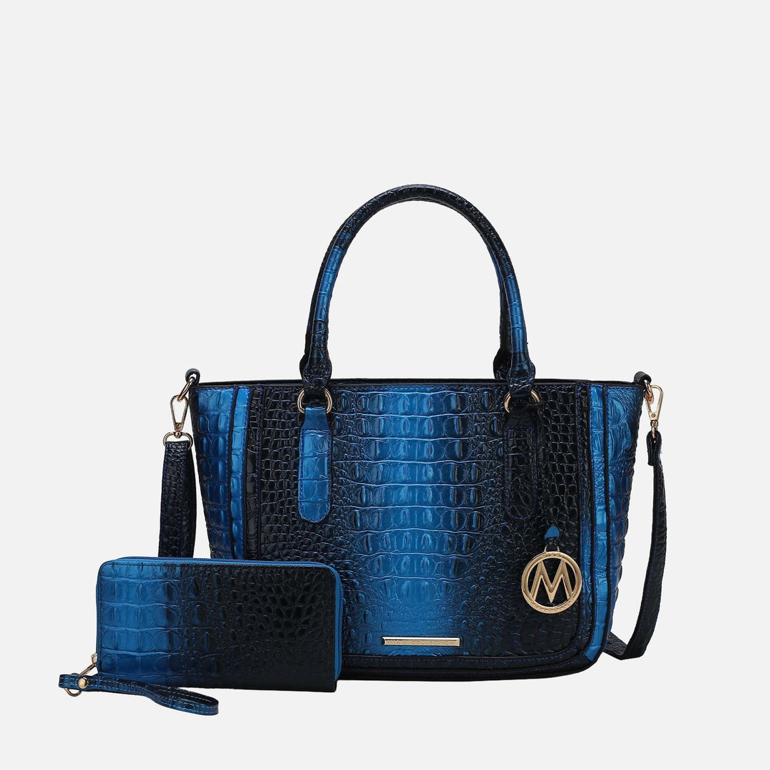 MKF Collection By Mia K Bonnie Croc Embossed Handbag And Set