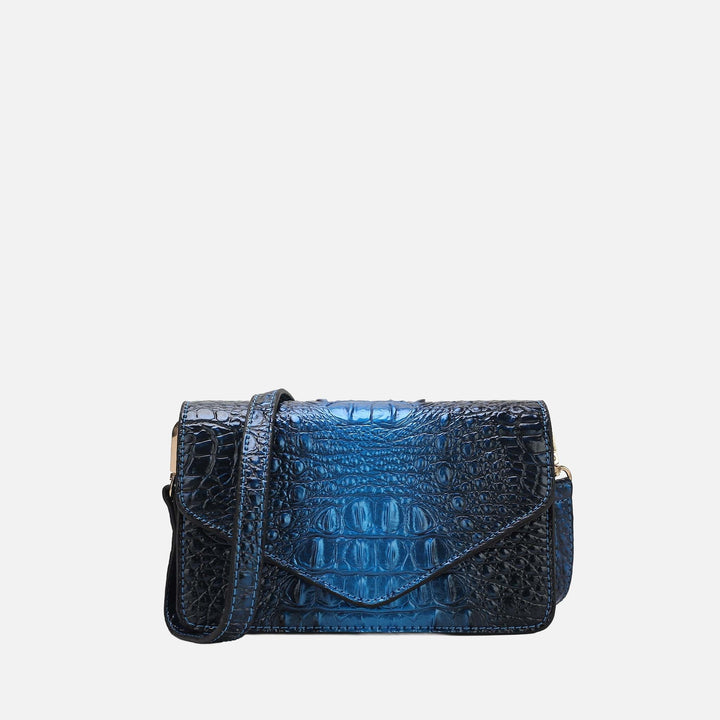 Croco Navy MKF Collection By Mia K Vanta Croc Embossed Saddle Bag