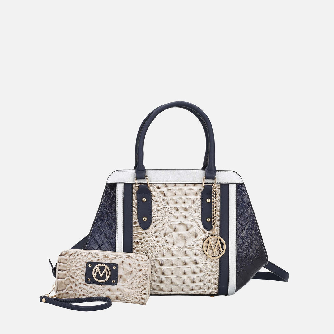 Croco Yellow MKF Collection By Mia K Daisy Shoulder Bag And Set