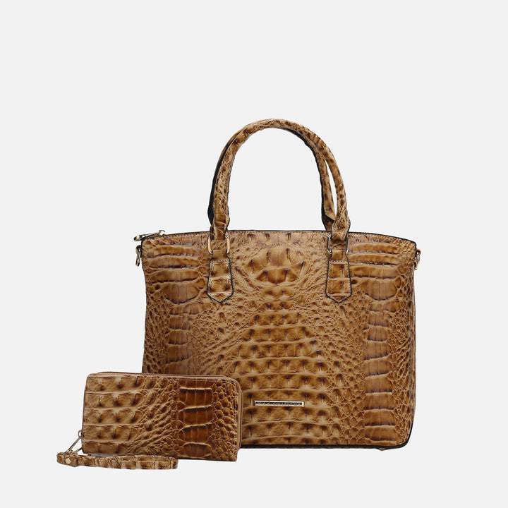 MKF Collection By Mia K Liora Croc Embossed Tote Bag And Set