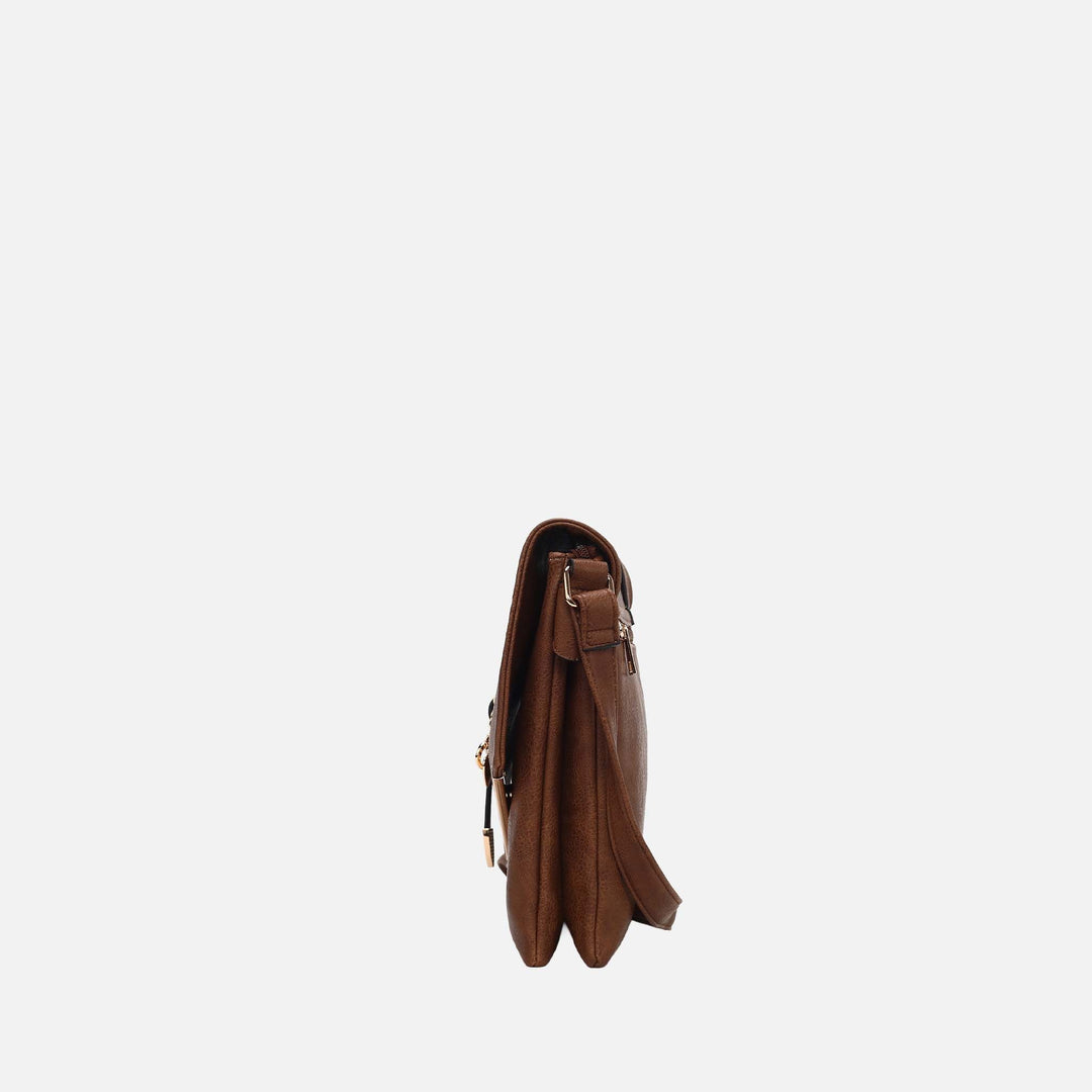 Cognac Brown MKF Collection By Mia K Jasmine Crossbody Bag