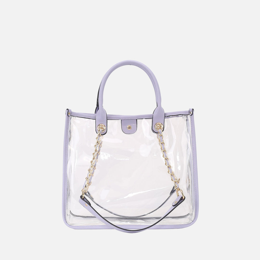 Light Blue MKF Collection By Mia K Diva Pvc Tote Bag With Tweed Bucket Bag