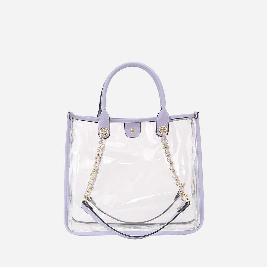 Light Blue MKF Collection By Mia K Diva Pvc Tote Bag With Tweed Bucket Bag