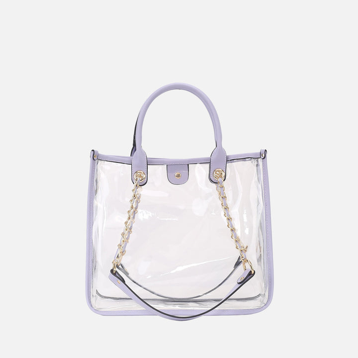 Light Blue MKF Collection By Mia K Diva Pvc Tote Bag With Tweed Bucket Bag