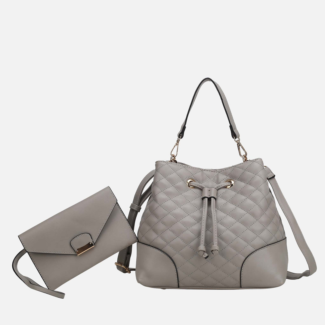 Taupe MKF Collection By Mia K Wendy 2 Pcs Bucket Bag With Wristlet
