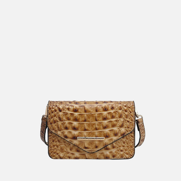 Croco Black MKF Collection By Mia K Vanta Solid Croc Saddle Bag