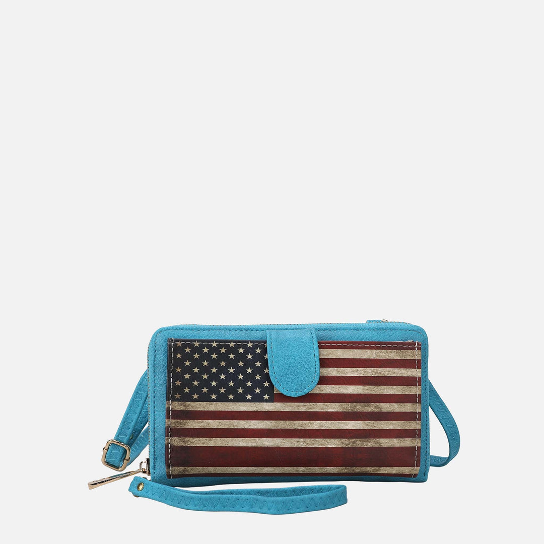 Beige MKF Collection By Mia K Kiara Printed Flag Phone Crossbody Bag