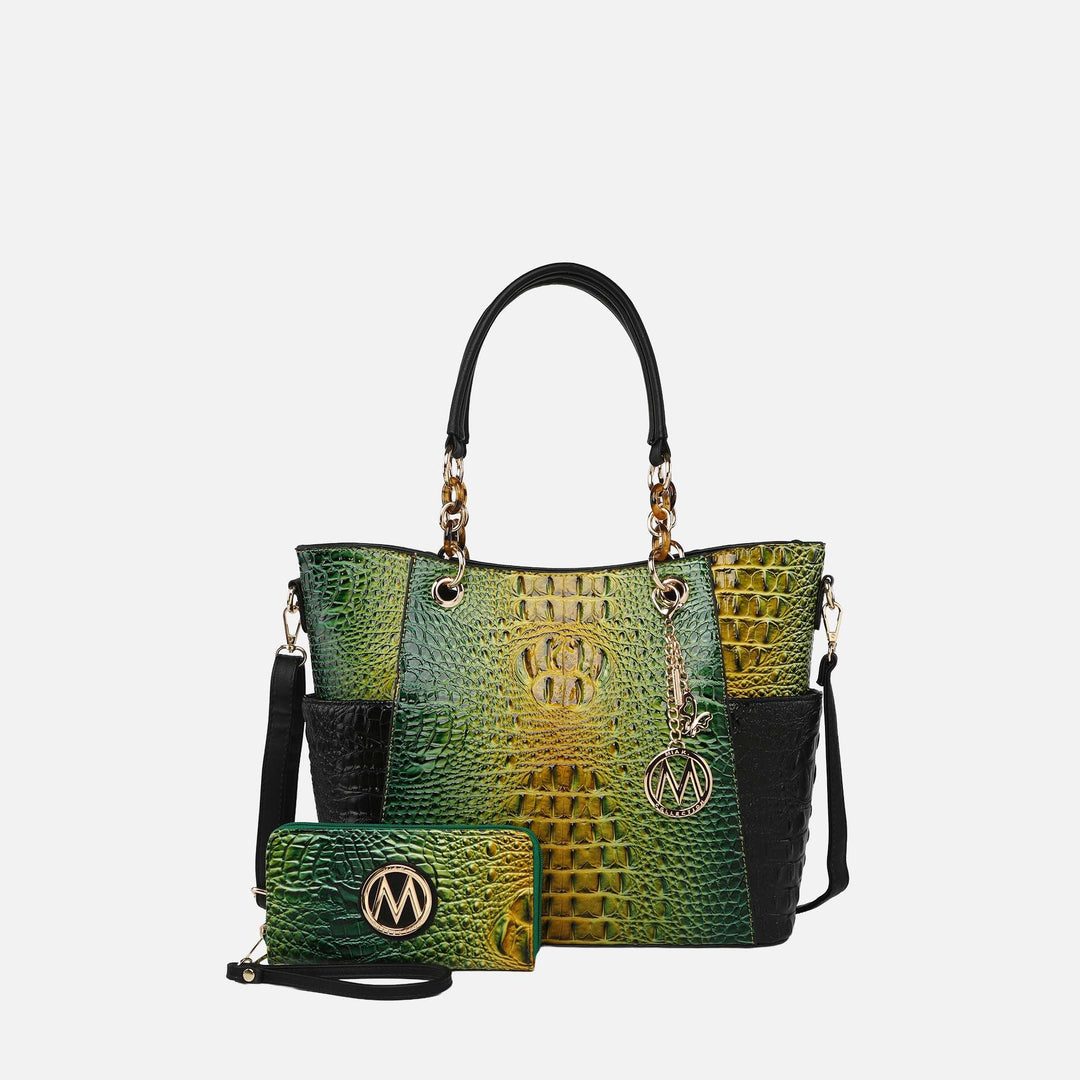Croc Fuchsia MKF Collection By Mia K Bonita Croc Embossed Tote Bag And Set