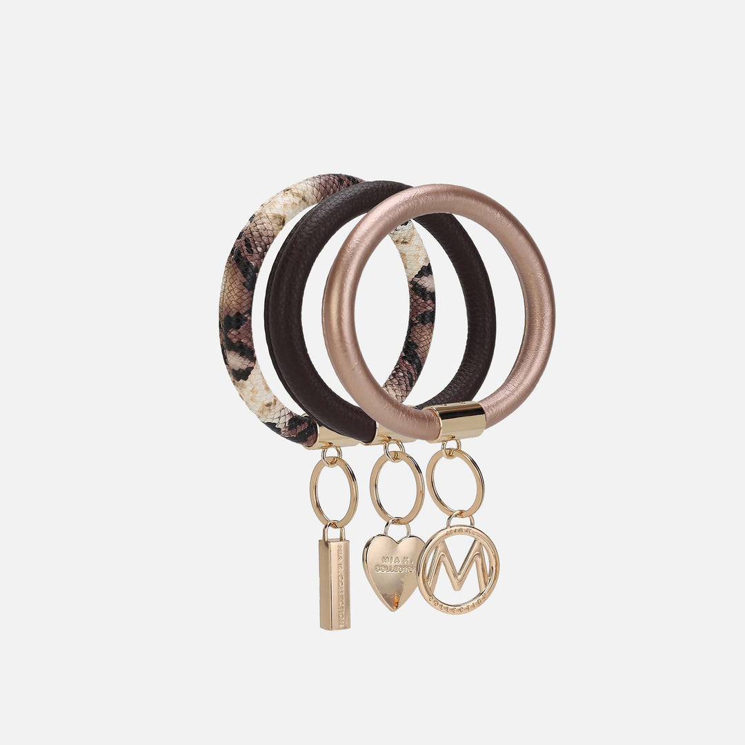 MKF Collection By Mia K Jasmine Bangle Bracelet Keyring Set Gf