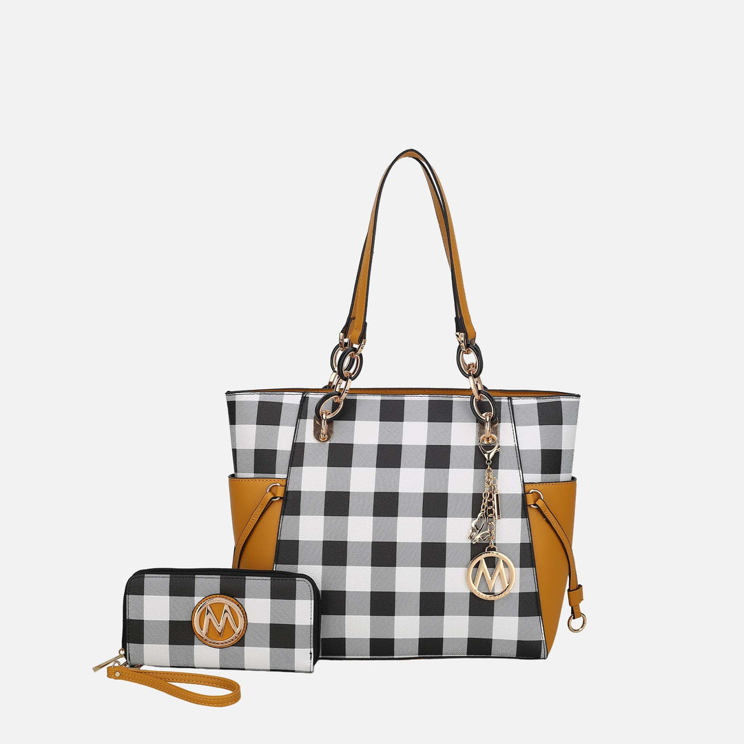 Navy MKF Collection By Mia K Yale Tote Bag And Wallet Set