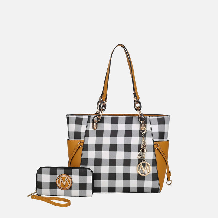 Navy MKF Collection By Mia K Yale Tote Bag And Wallet Set