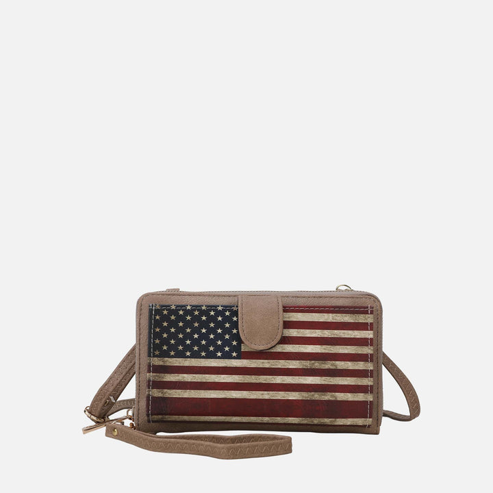 Burgundy MKF Collection By Mia K Kiara Printed Flag Phone Crossbody Bag