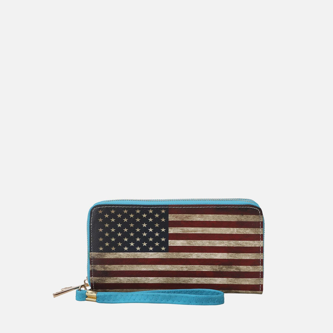 Taupe MKF Collection By Mia K Uriel Printed Flag Wallet