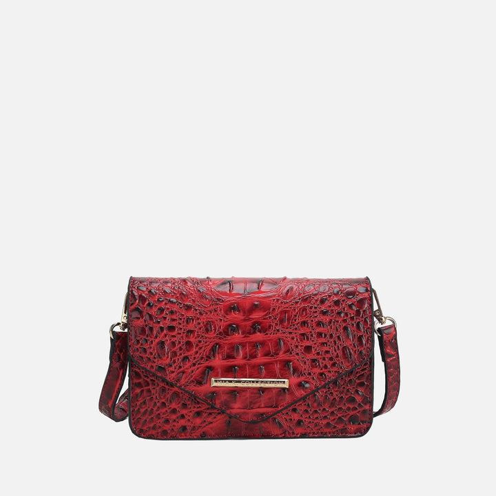 Croco Green MKF Collection By Mia K Vanta Solid Croc Saddle Bag