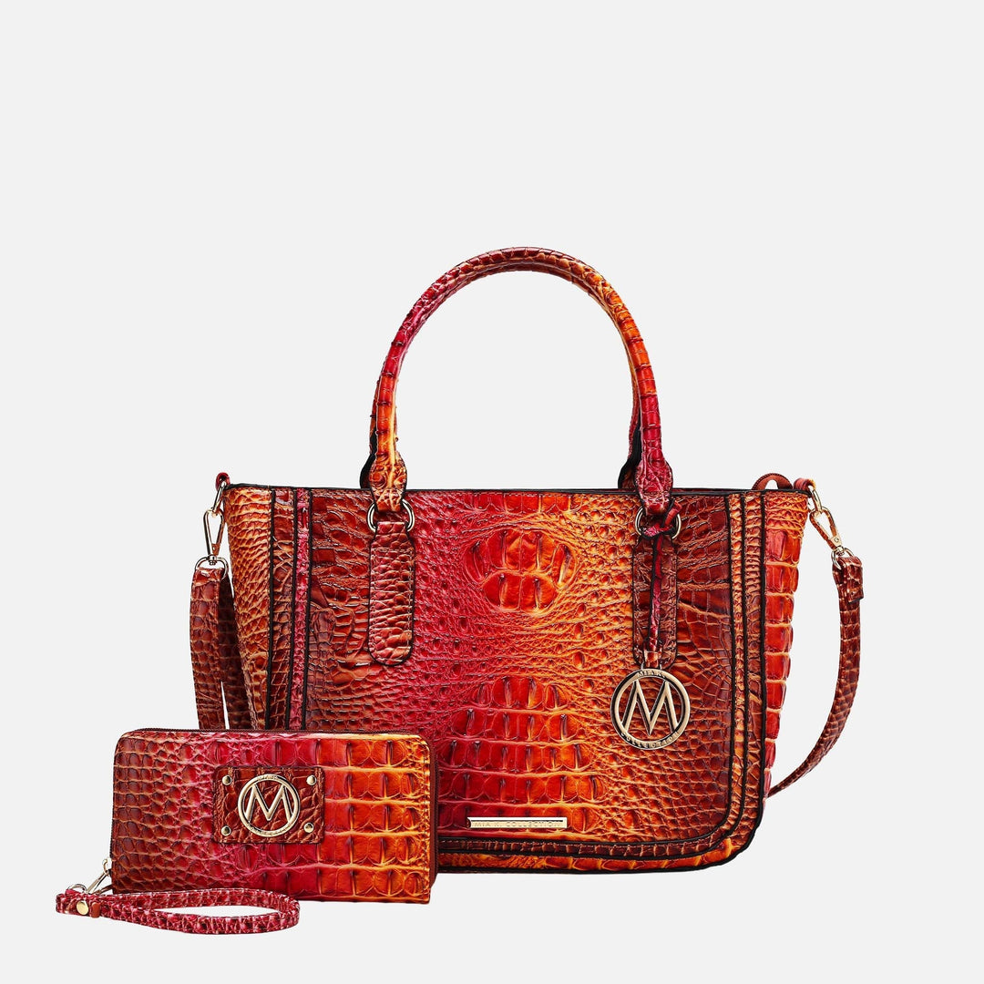 Coral Blue MKF Collection By Mia K Bonnie Gradient Croc Shoulder Bag And Set
