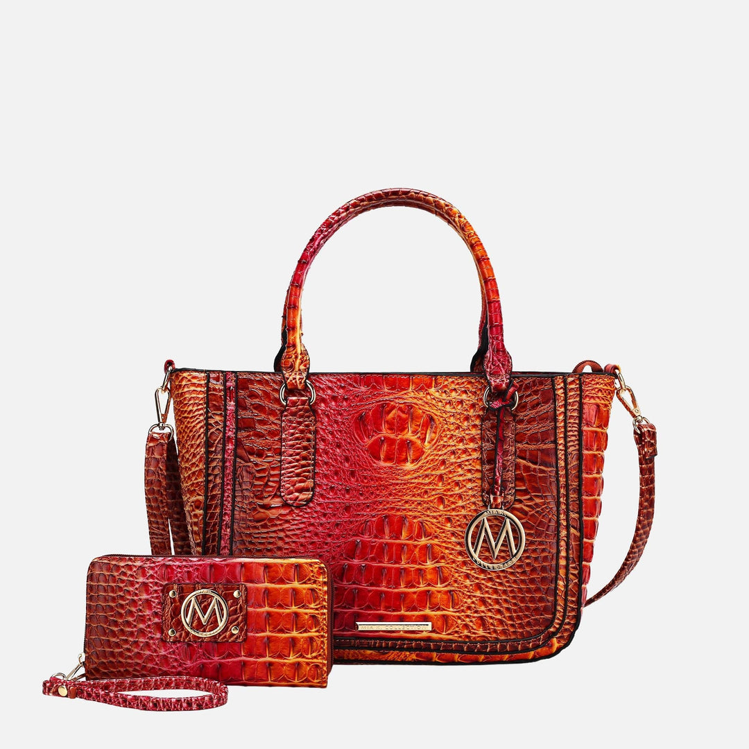 Croc Brown MKF Collection By Mia K Bonnie Gradient Croc Shoulder Bag And Set