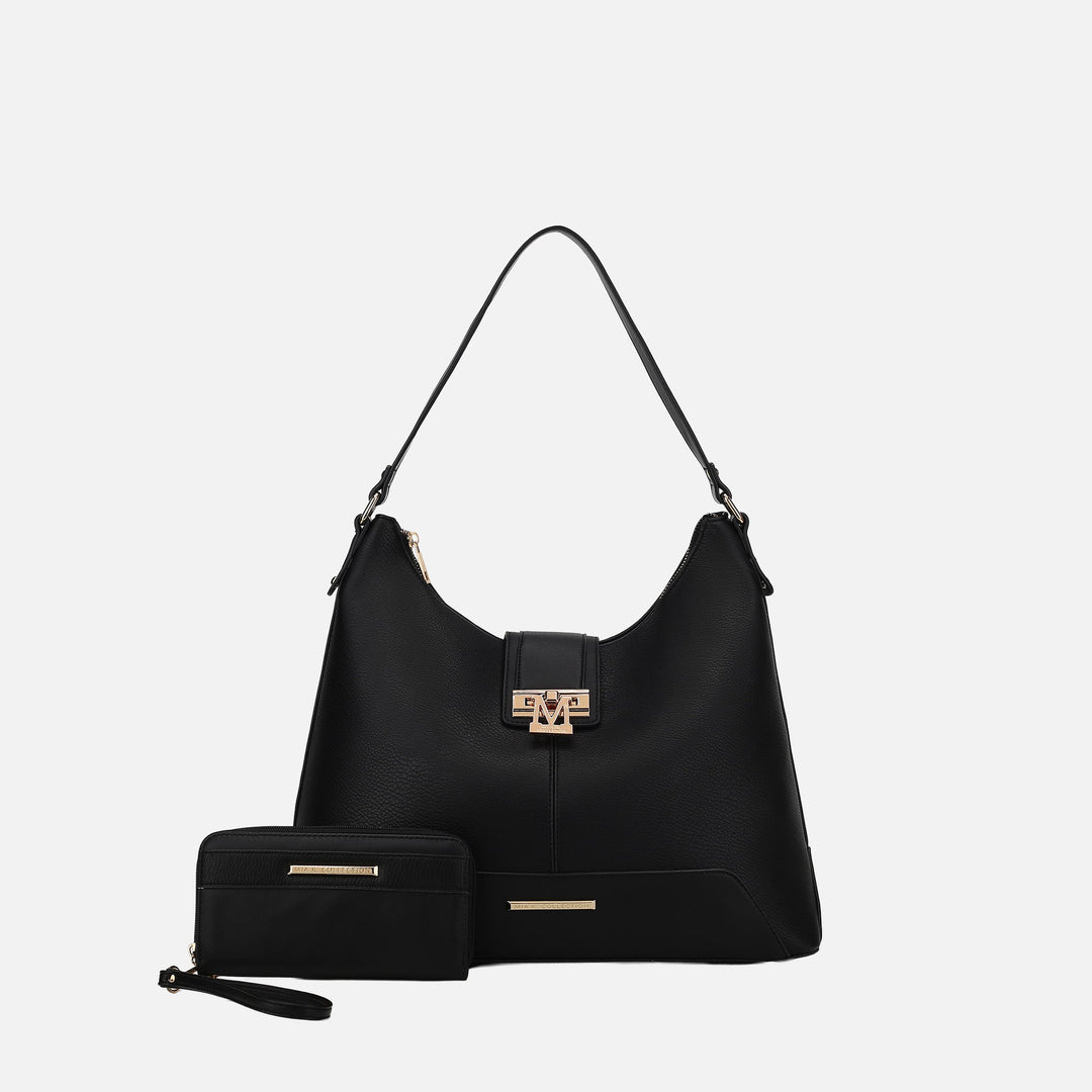 Wine MKF Collection By Mia K Graciela Solid Hobo Bag And Set