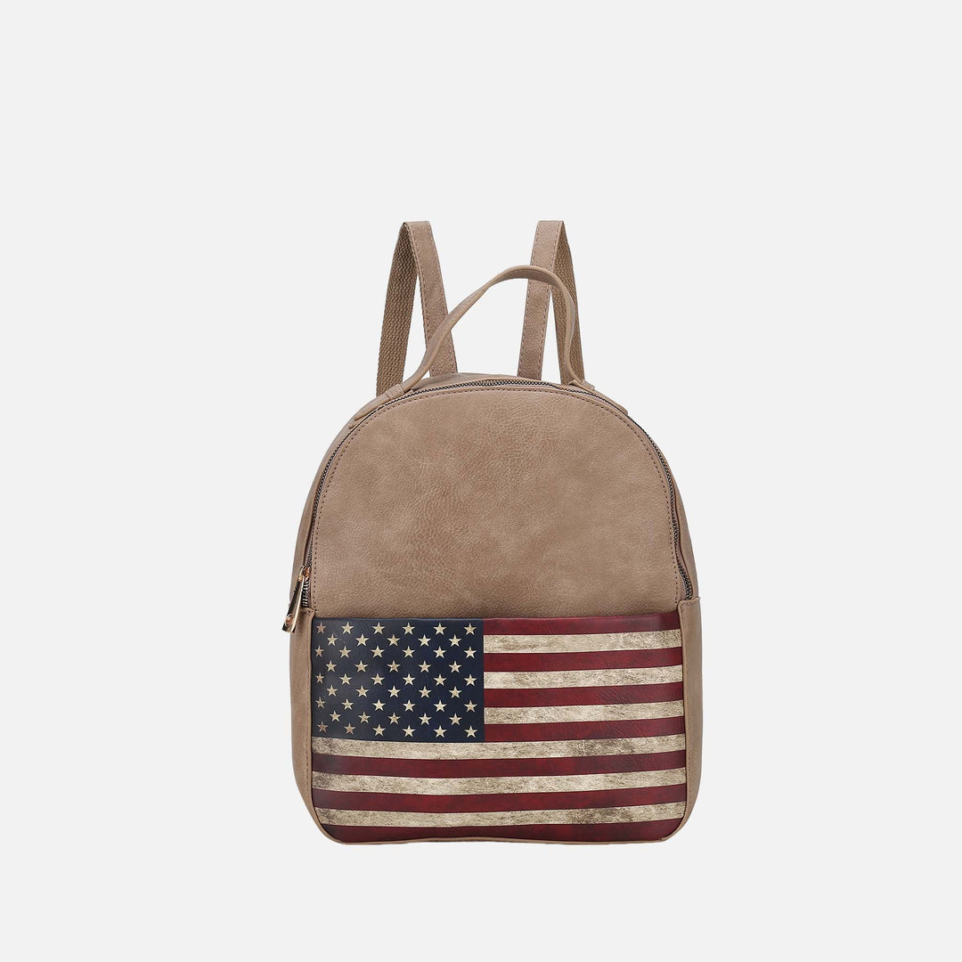 Chocolate MKF Collection By Mia K Briella Flag Print Backpack