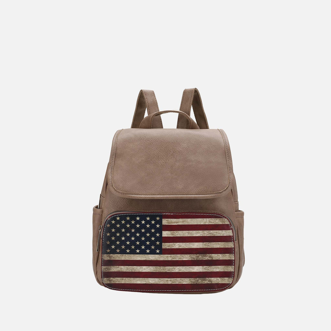 Burgundy MKF Collection By Mia K Regina Printed Flag Backpack