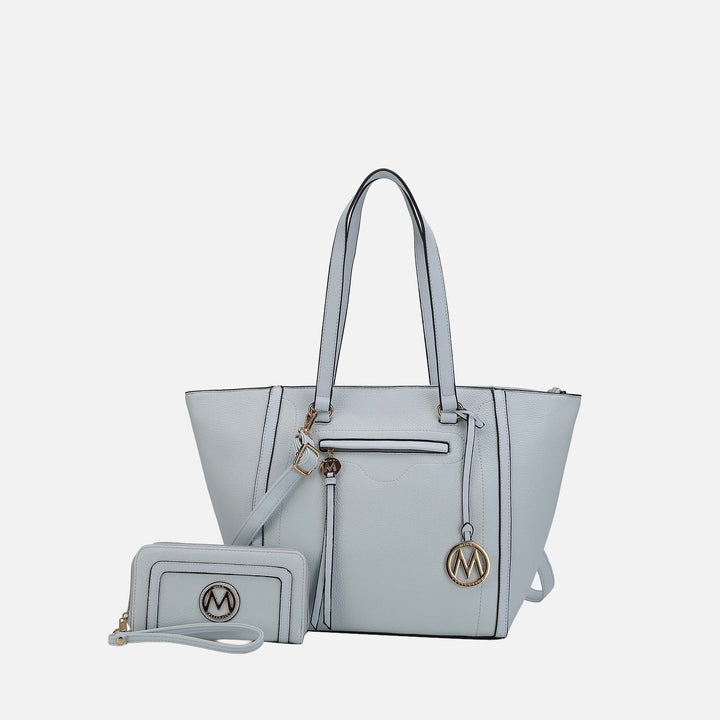 Light Blue MKF Collection By Mia K Alexandra Tote Bag And Wallet Set