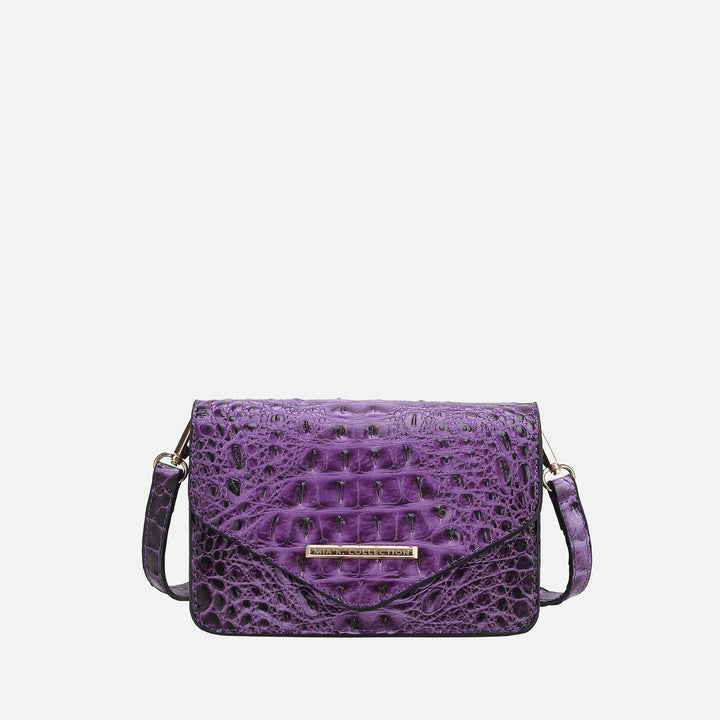 Croco Purple MKF Collection By Mia K Vanta Solid Croc Saddle Bag