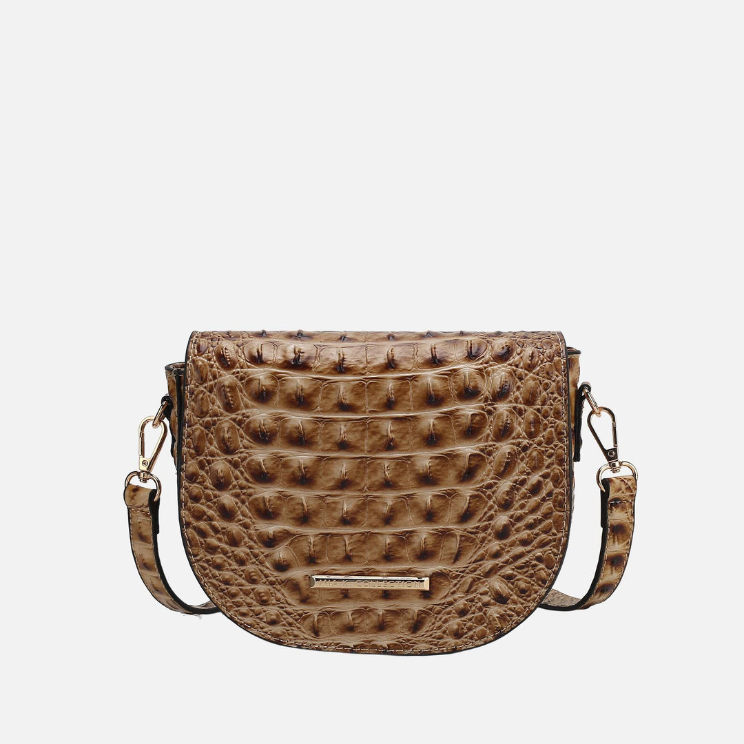 Croco Purple MKF Collection By Mia K Amalia Solid Croc Crossbody Bag