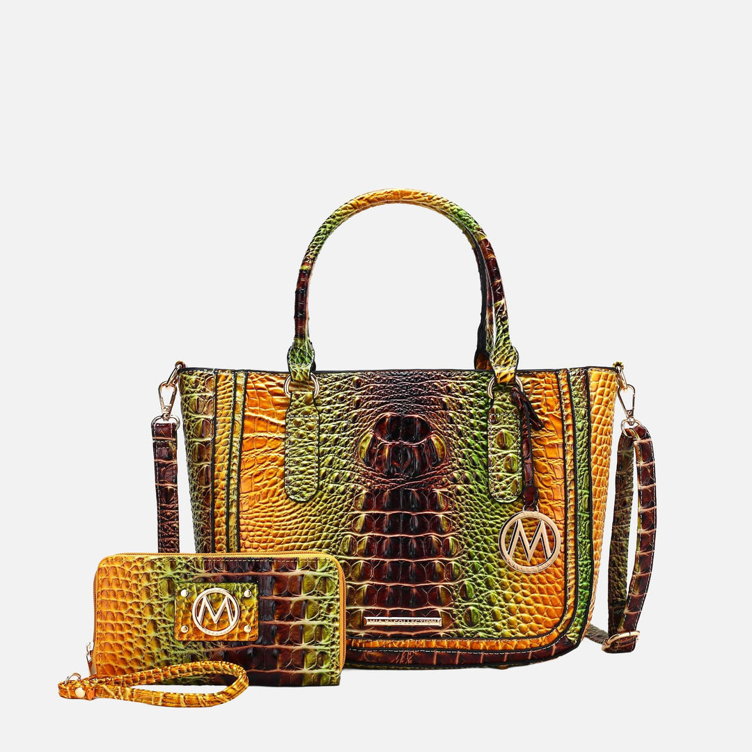 Croc Coral MKF Collection By Mia K Bonnie Gradient Croc Shoulder Bag And Set