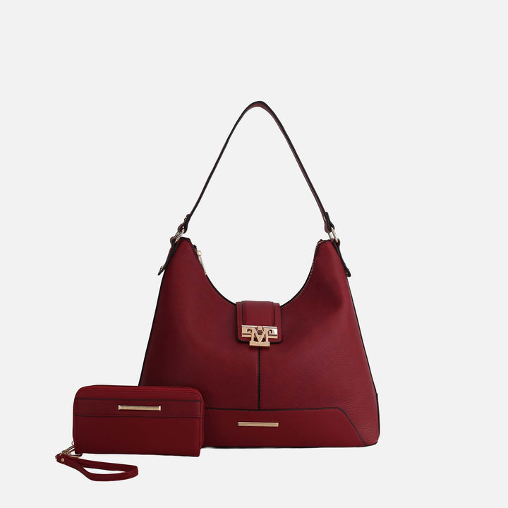 Pink MKF Collection By Mia K Graciela Solid Hobo Bag And Set