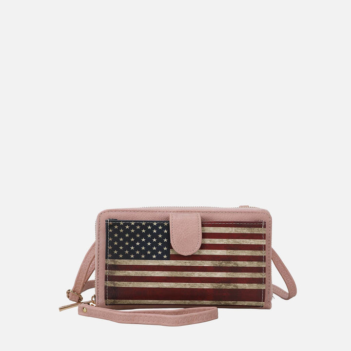 Green MKF Collection By Mia K Kiara Printed Flag Phone Crossbody Bag