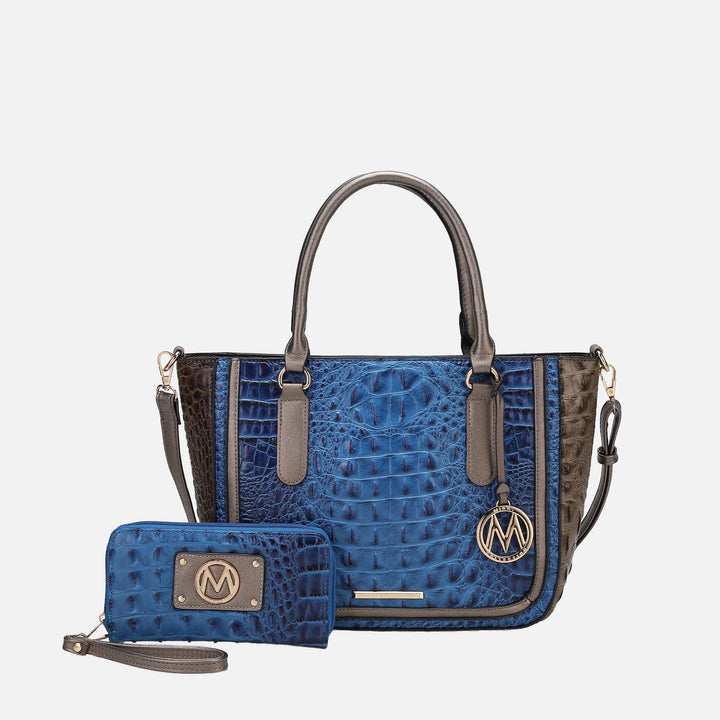 MKF Collection By Mia K Bonnie Croc Embossed Handbag And Set