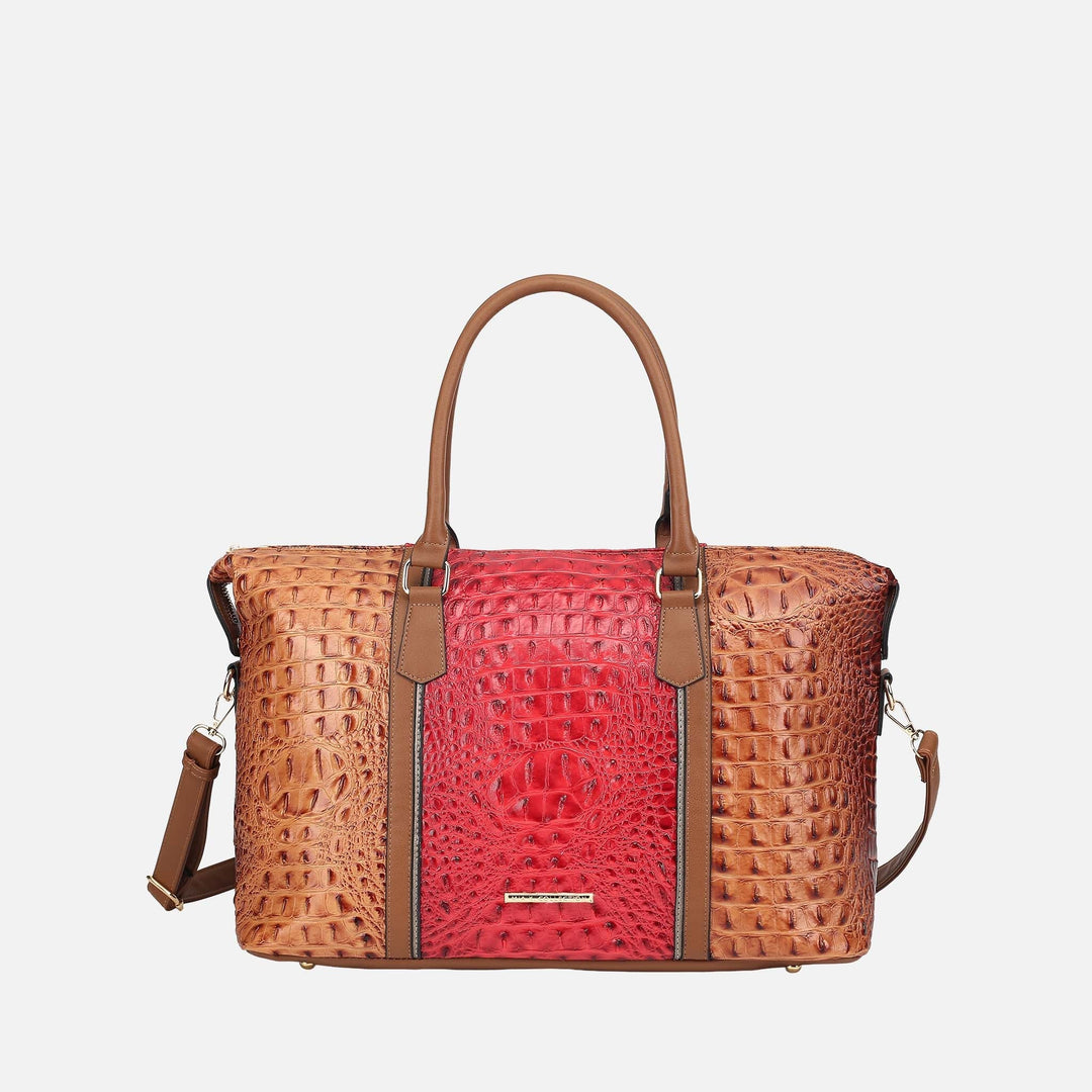 Croco Light Grey MKF Collection By Mia K Raven Croc Embossed Duffel Bag