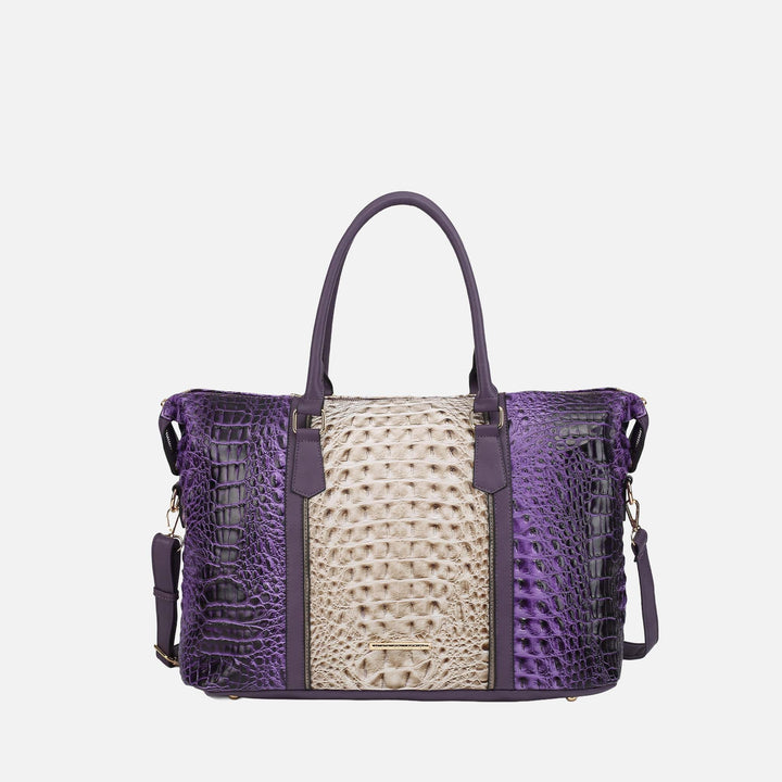 Croco Yellow MKF Collection By Mia K Raven Croc Embossed Duffel Bag
