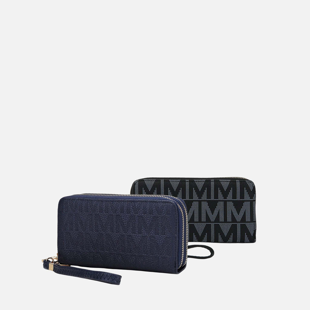 Beige MKF Collection By Mia K Kathe Embossed M Signature Wallet Wristlet