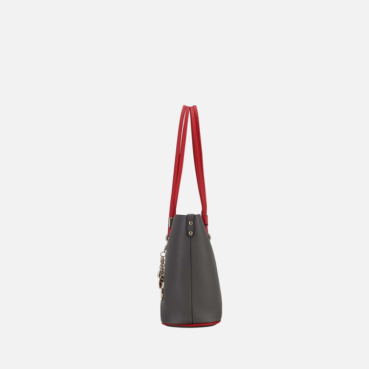 Charcoal Grey MKF Collection By Mia K Malay Tote Bag And Cosmetic Pouch Set