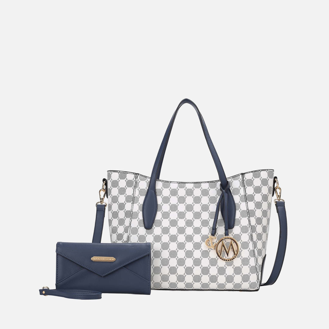 Navy MKF Collection By Mia K Gianna Tote Bag And Wallet Set