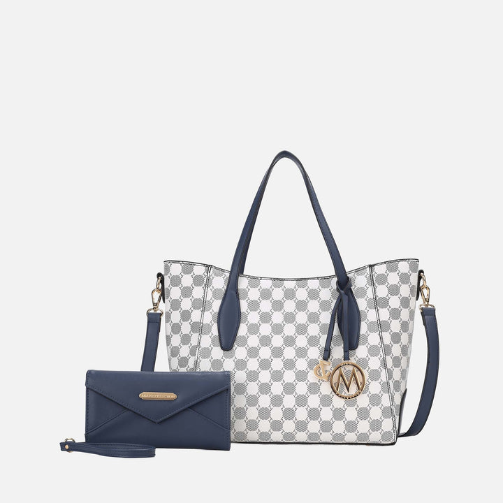 Navy MKF Collection By Mia K Gianna Tote Bag And Wallet Set