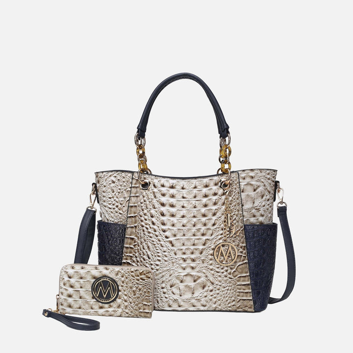 Croco Taupe MKF Collection By Mia K Merlina Tote Bag And Wallet Set 1