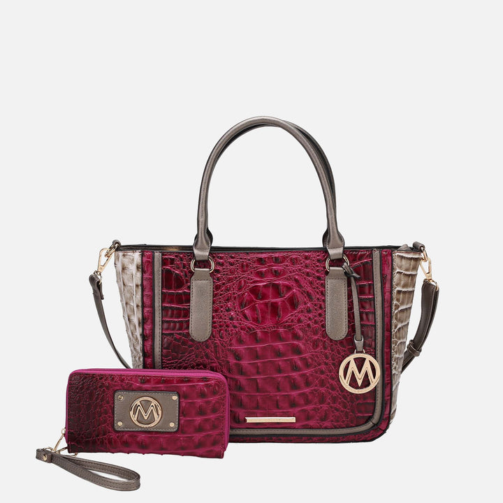 Croco Cognac MKF Collection By Mia K Bonnie Shoulder Bag And Set
