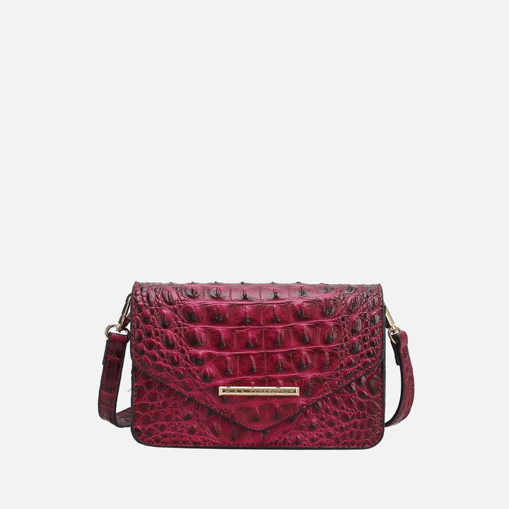 Croco Navy MKF Collection By Mia K Vanta Solid Croc Saddle Bag