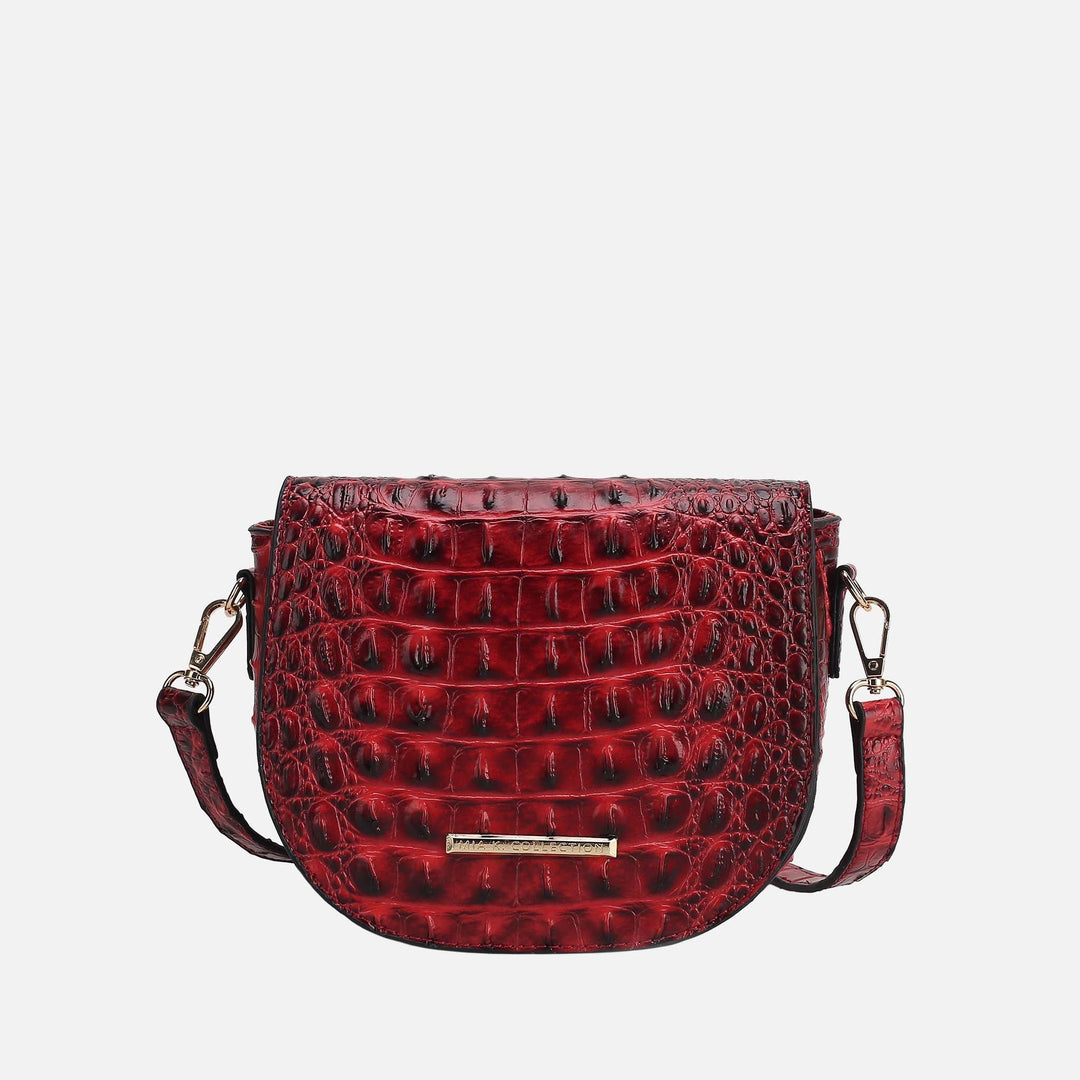 Croco Red MKF Collection By Mia K Amalia Solid Croc Crossbody Bag
